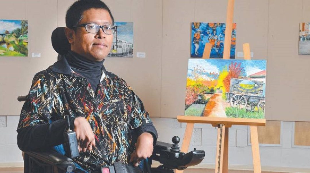 Faisal Rusdi, adalah difabel pelukis