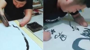 Meski Cacat, Seniman Buktikan Bisa Ciptakan Kaligrafi Indah