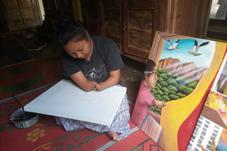Puji Lestari, Difabel yang Sukses Jadi Pelukis
