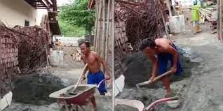 Punya Satu Kaki, Pria Ini Tetap Gigih Bekerja Sebagai Kuli Bangunan