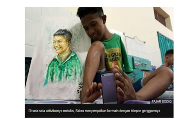 Salwa, Bocah Penyandang Disabilitas Tanpa Lengan Lukis Sketsa Wajah Wapres AS